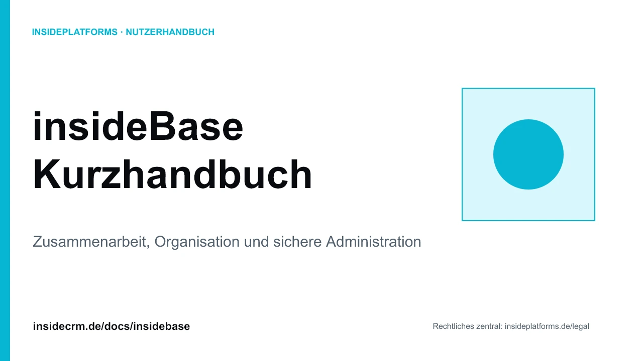 Titelfolie des insideBase Kurzhandbuchs