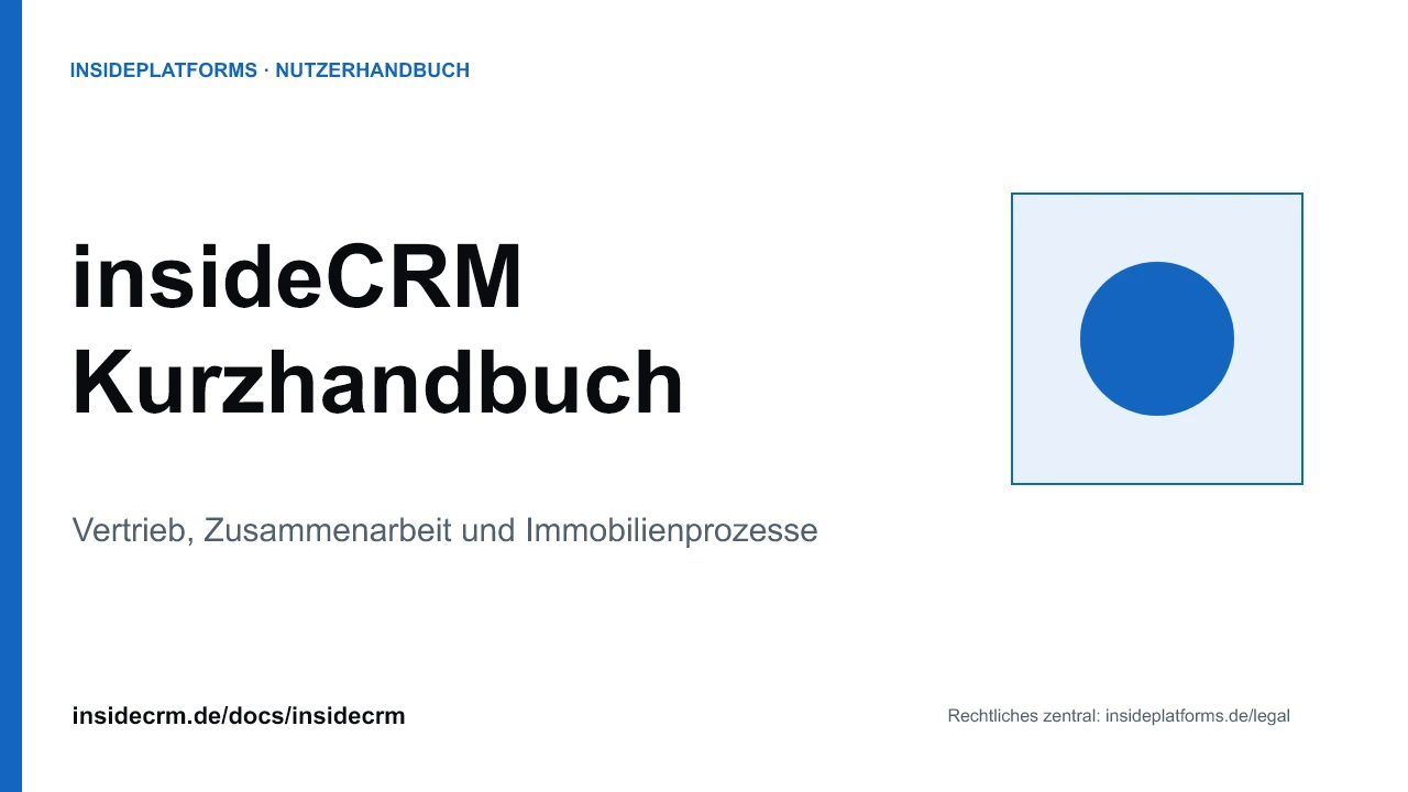 Titelfolie des insideCRM Kurzhandbuchs